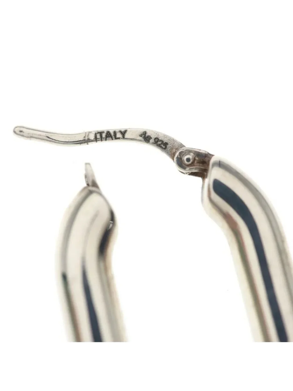 Bottega Veneta Oval Chain Hoop Earrings Silver